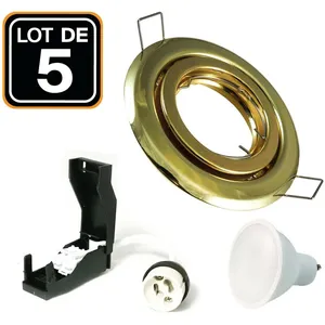 5 Spots Encastrables Orientable Dorée 7W Blanc chaud 3000k