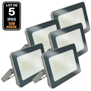 Europalamp - 5 Projecteurs led 10W ProLine 4000K Haute Luminosité