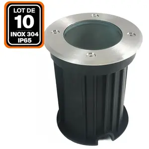 EUROPALAMP Lot 10 Spots Encastrable de Sol Rond Inox 304 Exterieur IP65 GU10