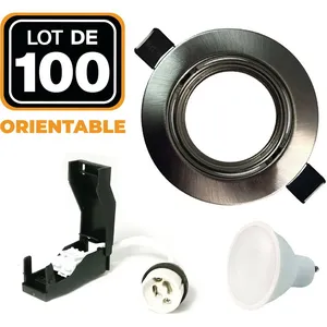Europalamp - 100 Spots encastrable orientable Alu Brossé avec GU10 led de 7WVendu parcdiscount