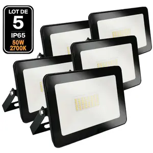 EUROPALAMP 5 Projecteurs led 50W Ipad Blanc chaud 3000K Haute LuminositéVendu parcdiscount