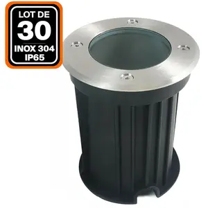EUROPALAMP Lot 30 Spots Encastrable de Sol Rond Inox 304 Exterieur IP65 GU10Vendu parmanomano