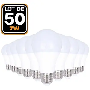 50 Ampoules led E27 7W 3000K Blanc Chaud Haute Luminosité