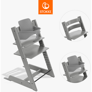 Comparateur de prix : STOKKE® Pack chaise haute enfant Tripp Trapp® hêtre Storm Grey Baby Set V2...