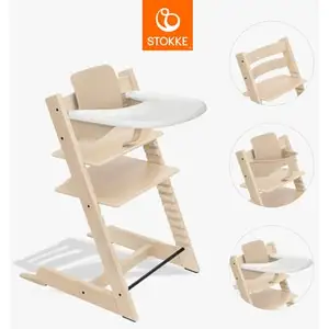 Comparateur de prix : STOKKE - Chaise haute Tripp Trapp + Baby Set Naturel + Plateau Blanc