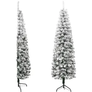 MOTHINESSTO Demi sapin de Noël artificiel mince avec neige floquée 150 cm Mothines... pas cher