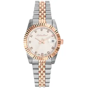 Mathey-Tissot - Montre Femme Quartz Swiss Made RONDA 585 H3 en Acier Bicolor argenté/doré rose OS pas cher