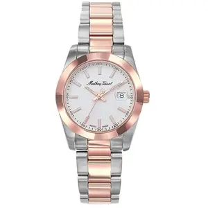 Mathey-Tissot - Montre Femme Quartz Swiss Made RONDA 585 H3 en Acier Bicolor argenté/doré rose OS pas cher