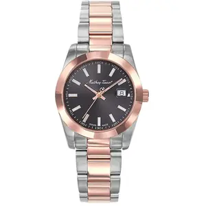 Mathey-Tissot - Montre Femme Quartz Swiss Made RONDA 585 H3 en Acier Bicolor argenté/doré rose OS pas cher