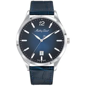 Mathey-Tissot - Montre Femme Quartz Swiss Made RONDA 505h6 en Cuir Bleue OS pas cher
