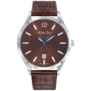 Mathey-Tissot - Montre Femme Quartz Swiss Made RONDA 505h6 en Cuir Marron OS pas cher