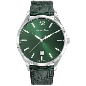 Mathey-Tissot - Montre Femme Quartz Swiss Made RONDA 505h6 en Cuir Verte OS pas cher