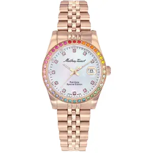 Mathey-Tissot - Montre Femme Quartz Swiss Made RONDA 585 H3 en Acier dorée rose OS pas cher