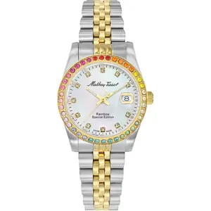 Mathey-Tissot - Montre Femme Quartz Swiss Made RONDA 585 H3 en Acier Bicolor argenté/doré OS pas cher