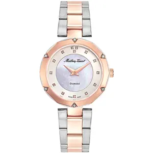 Mathey-Tissot - Montre Femme Quartz Swiss Made RONDA 762 en Acier Bicolor argenté/doré rose OS pas cher