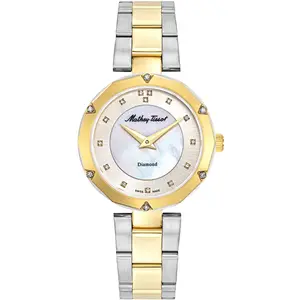 Mathey-Tissot - Montre Femme Quartz Swiss Made RONDA 762 en Acier Bicolor argenté/doré OS pas cher