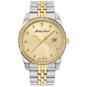 Mathey-Tissot - Montre Femme Quartz Swiss Made RONDA 515 H3 en Acier Bicolor argenté/doré OS pas cher