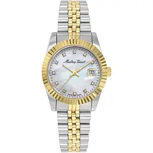 Mathey-Tissot - Montre Femme Quartz Swiss Made RONDA 585 H3 en Acier Bicolor argenté/doré OS pas cher