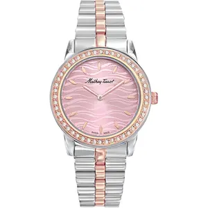 Mathey-Tissot - Montre Femme Quartz Swiss Made RONDA 1062 en Acier Bicolor argenté/doré rose OS pas cher