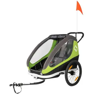 hamax Remorque vélo enfant Traveller, attelage, roue de poussette green/grey pas cher