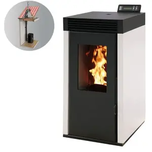 Comparateur de prix : Interstoves Pack Poêle à granules MARINA 6 Etanche Kit Conduit Vertical 80/125 Blanc