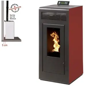 INTERSTOVES Poêle à granules MARINA 11 Etanche sortie dessus + Conduit 80/125 - Bordeaux pas cher