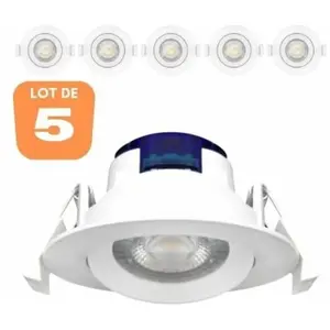 BRAYTRON Lot de 5 Spots led encastrables rond blanc 5W IP20 6500K - BlancVendu parrue-du-commerce