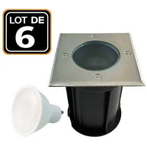 EUROPALAMP 6 Spots Encastrables de Sol Carré Inox 304 Exterieur IP65 +...