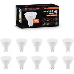 EUROPALAMP 10 Ampoules GU10 7W eq. 50W Blanc Froid 6000K Haute Luminosité pas cher