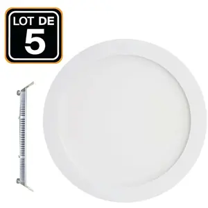 EUROPALAMP 5 Spots Encastrables LED 12W Rond Extra-Plat - Blanc Froid 6000KVendu parcdiscount