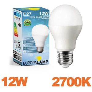 EUROPALAMP Ampoule Led E27 12w Blanc Chaud 3000k Haute Luminosité pas cher