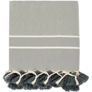 Febronie Plaid coton gris perle 130x170 pas cher