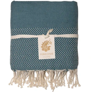 Febronie Plaid coton bleu pétrole 160x250 pas cher