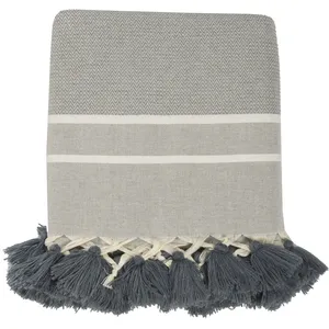 Febronie Plaid coton gris moyen 160x250