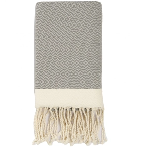 Febronie Plaid coton gris moyen / écru 160x250 pas cher