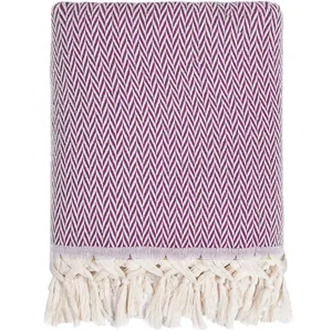 Febronie - Plaid en Laine & Coton Aspen rose 160x250 cm pas cher