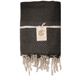 Febronie Plaid coton noir 130x170 pas cher