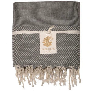 Febronie Plaid coton gris moyen 160x250