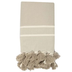 Febronie Plaid coton taupe clair 130x170 pas cher