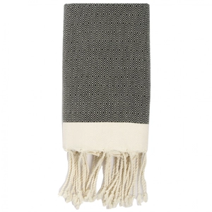 Febronie Plaid coton noir / écru 130x170 pas cher