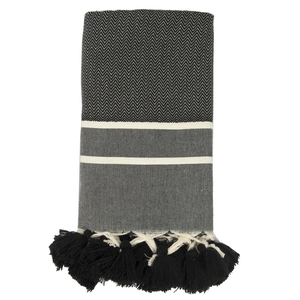 Febronie Plaid coton noir 130x170 pas cher