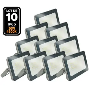 EUROPALAMP 10 Projecteurs LED 20W ProLine Blanc neutre 4000K Haute LuminositéVendu parcdiscount