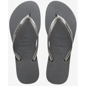 Havaianas Slim Logo Metallic - Tongs femme Steel Grey 35 - 36