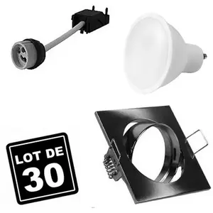 EUROPALAMP 30 Spots 5W Blanc chaud carré encastrable orientable Alu brossé avec GU10 LED 2700kVendu parmanomano