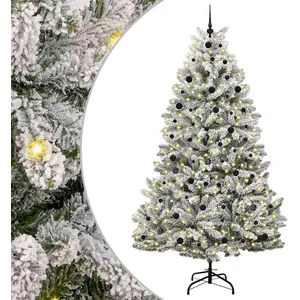 Syfax Sapin de Noël artificiel Vert et blanc 240 cm PVC et métal pas cher