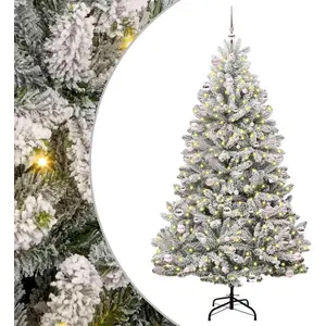 Syfax Sapin de Noël artificiel Vert et blanc 240 cm PVC et métal pas cher