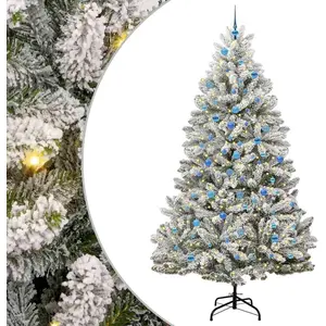 Syfax Sapin de Noël artificiel Vert et blanc 240 cm PVC et métal pas cher