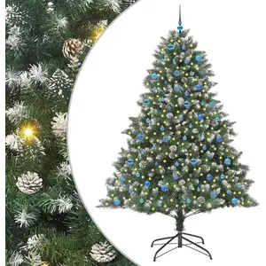 Syfax Arbre de Noël artificiel avec 300 LED avec support Vert 240 cm pas cher