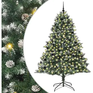 Syfax Arbre de Noël artificiel avec 300 LED avec support Vert 240 cm pas cher