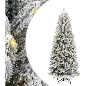 Syfax Arbre de Noël artificiel avec 300 LED avec support blanc 240 cm pas cher